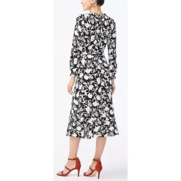 J. Crew Dress Sz 6 Ruffle Neck Oncilla Floral Print Peasant Dress Cottagecore - Picture 1 of 15